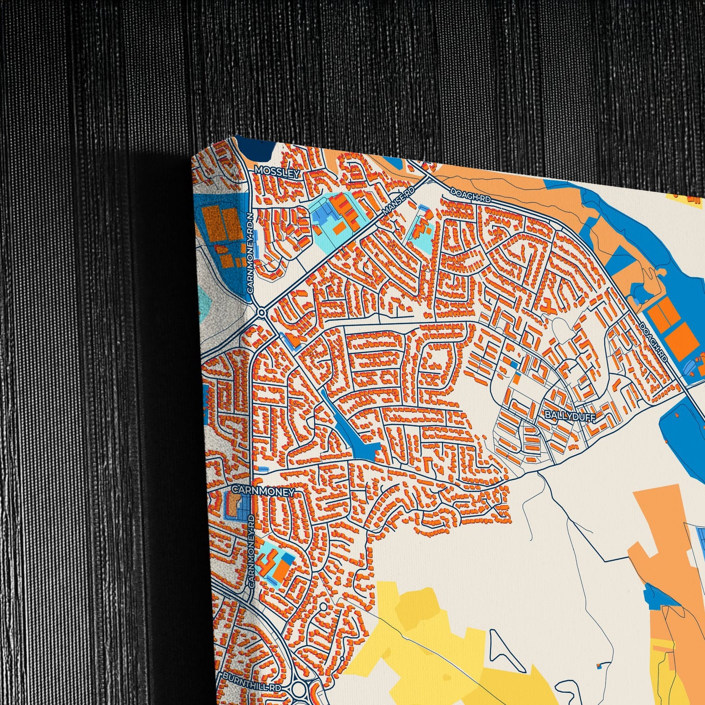 Newtownabbey Northern Ireland Colorful City Map Canvas Print Detail