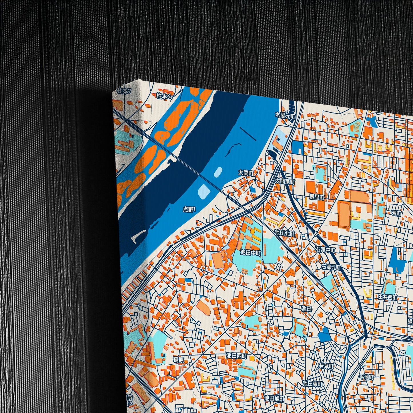 Neyagawa Japan Colorful City Map Canvas Print Detail