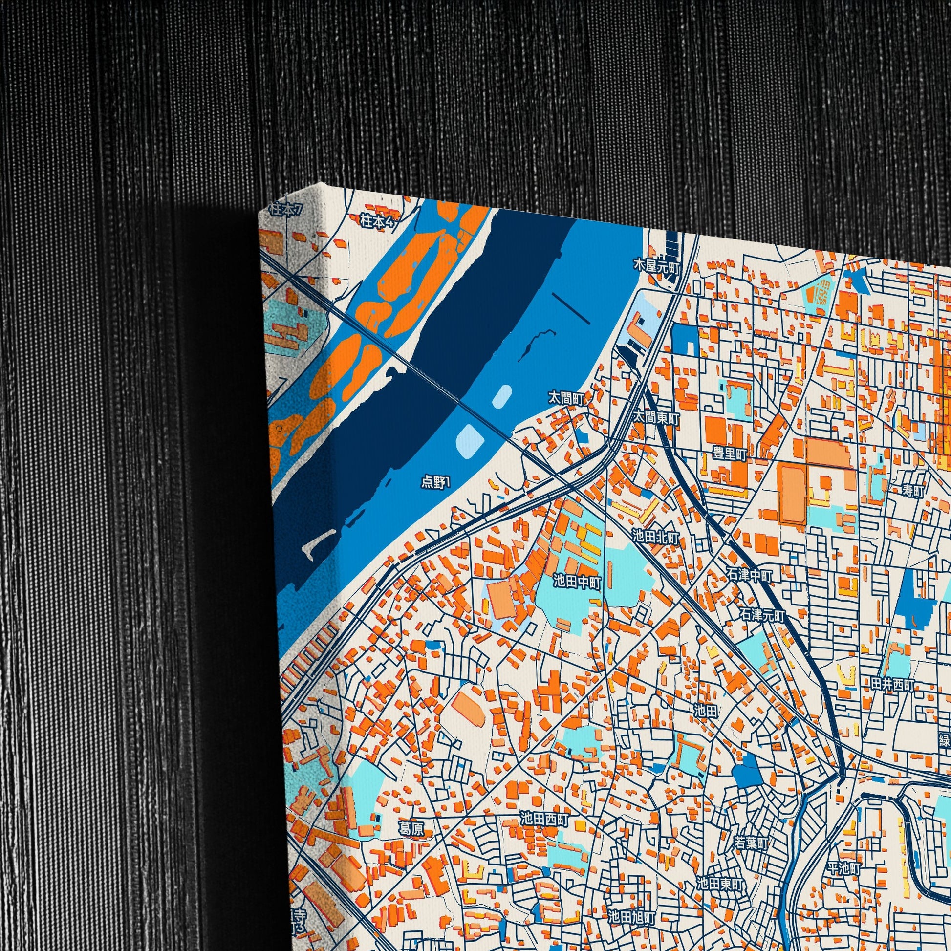 Neyagawa Japan Colorful City Map Canvas Print Detail