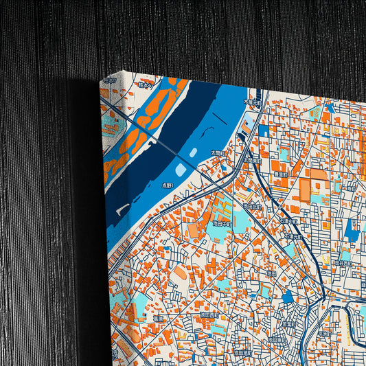Neyagawa Japan Colorful City Map Canvas Print Detail