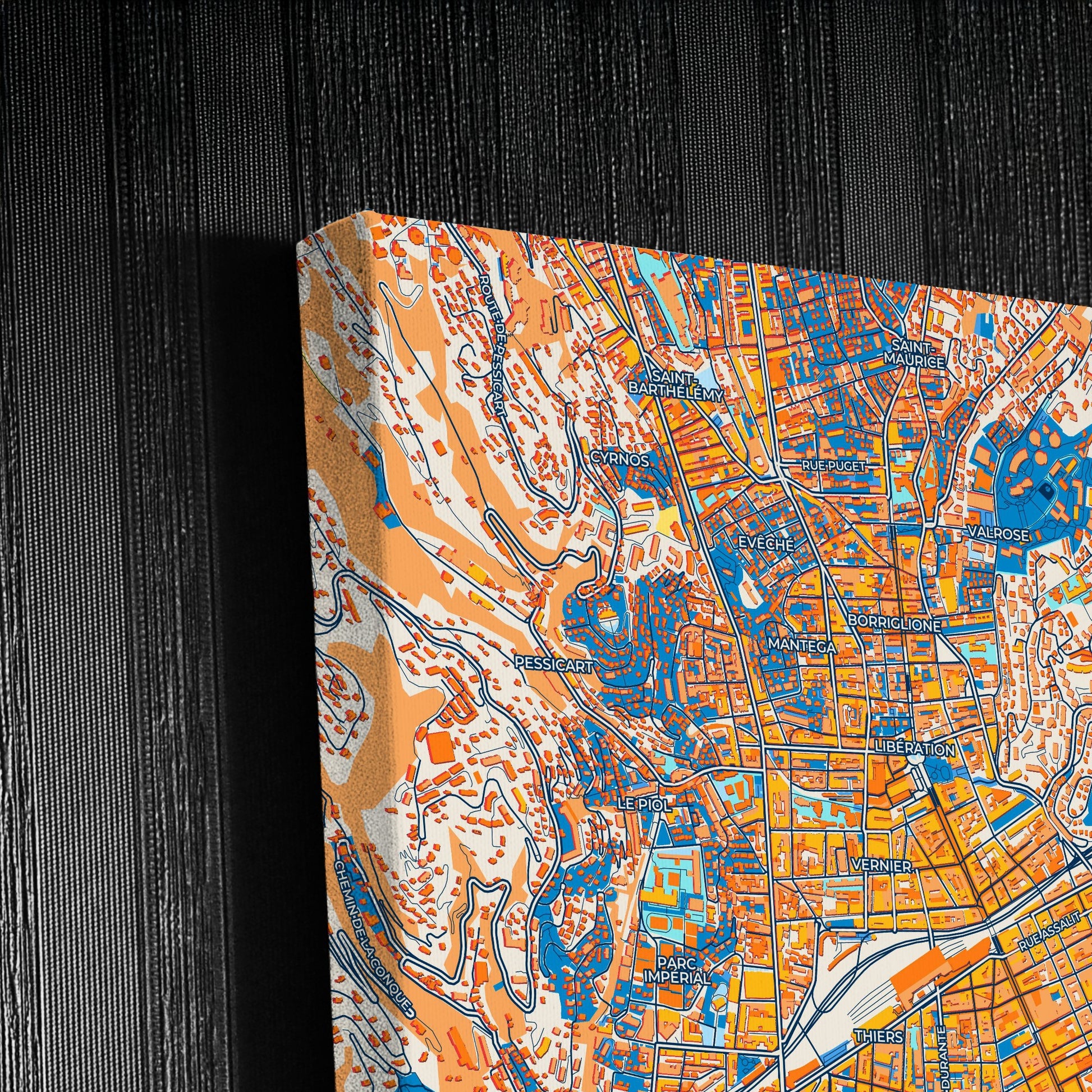 Nice France Colorful City Map Canvas Print Detail