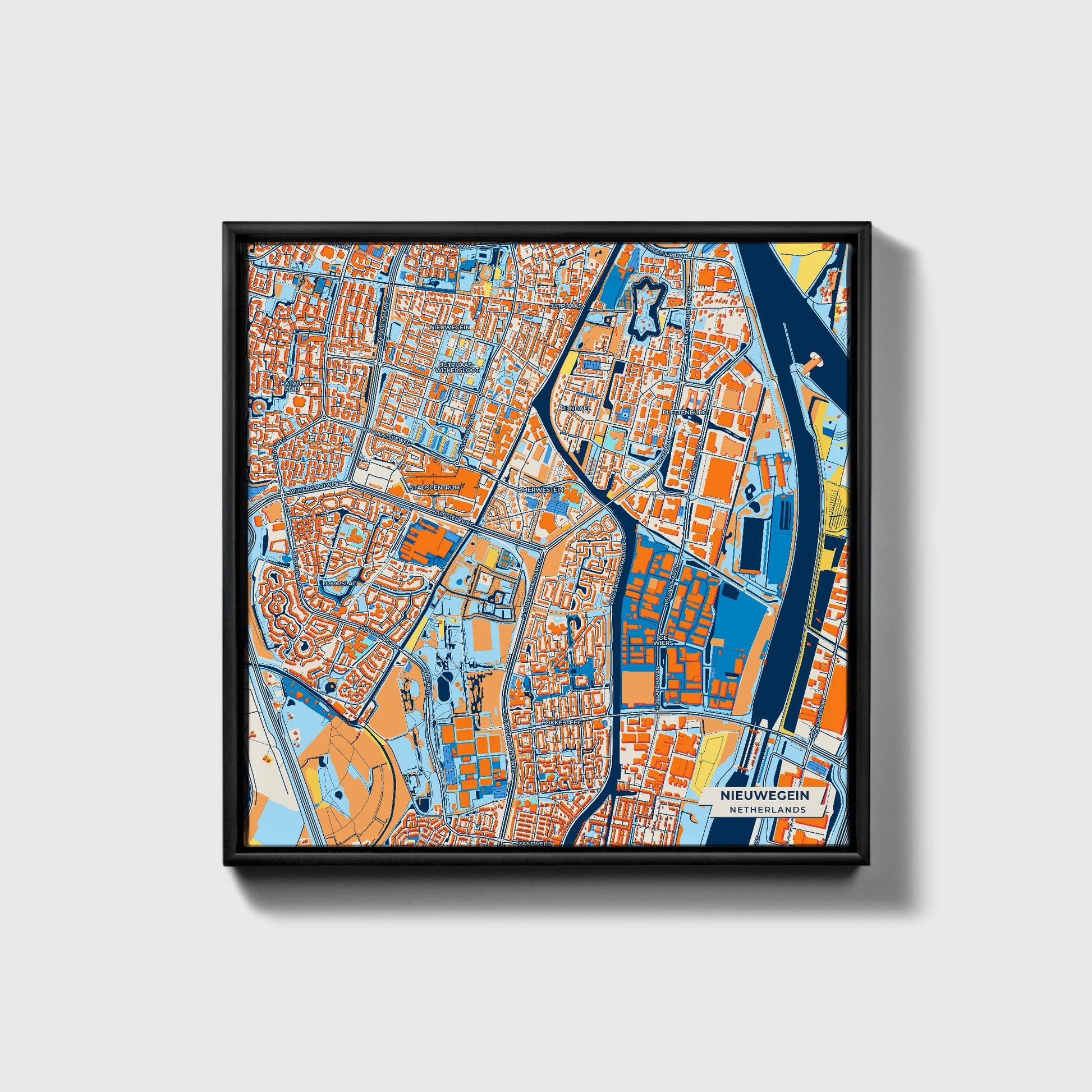 Nieuwegein Netherlands Colorful City Map Canvas Print • Black Framed
