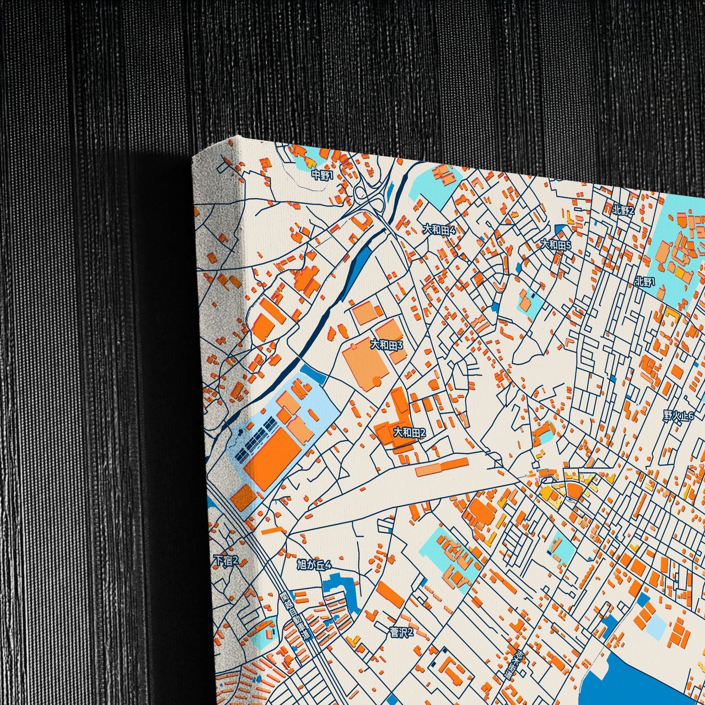 Niiza Japan Colorful City Map Canvas Print Detail