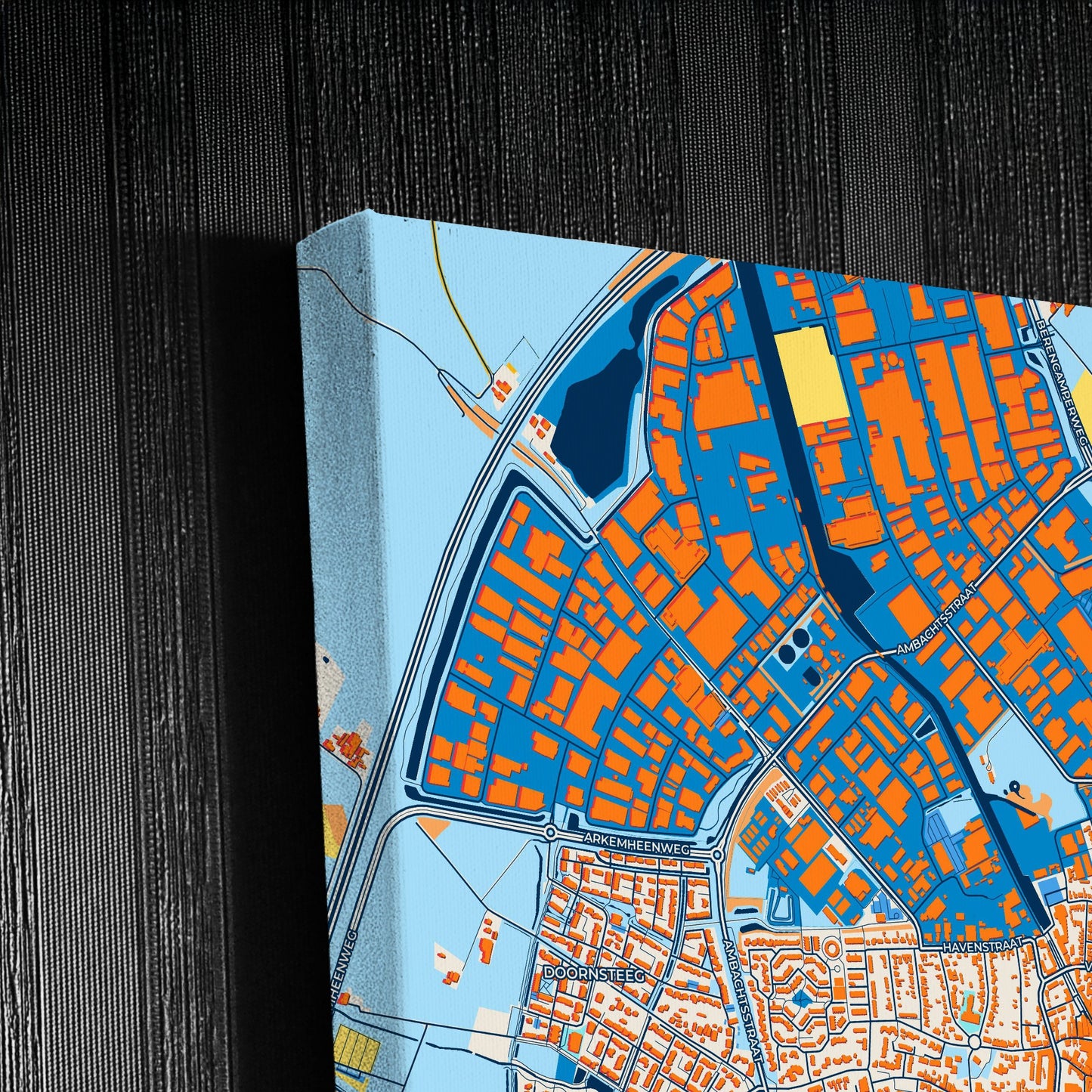 Nijkerk Netherlands Colorful City Map Canvas Print Detail