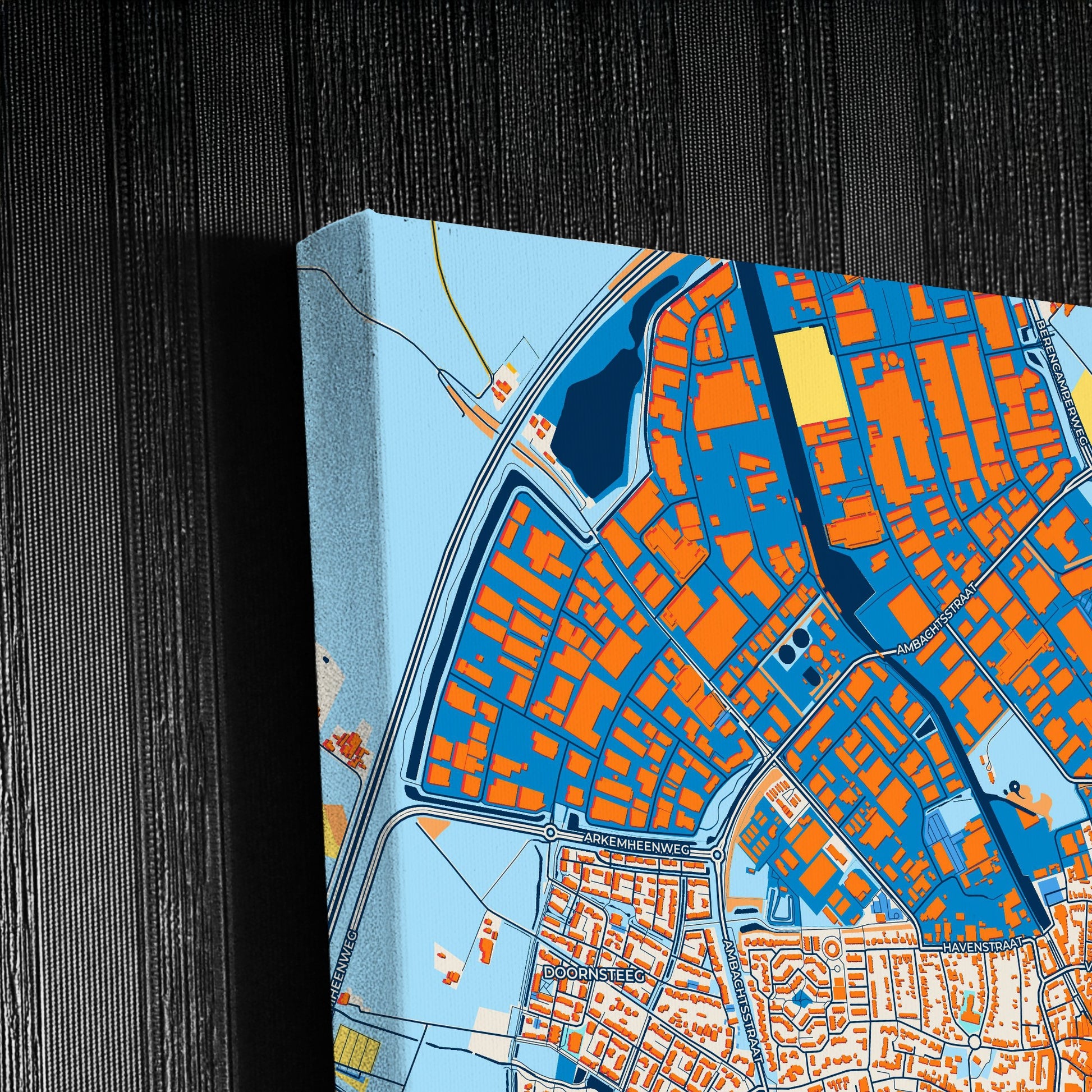 Nijkerk Netherlands Colorful City Map Canvas Print Detail