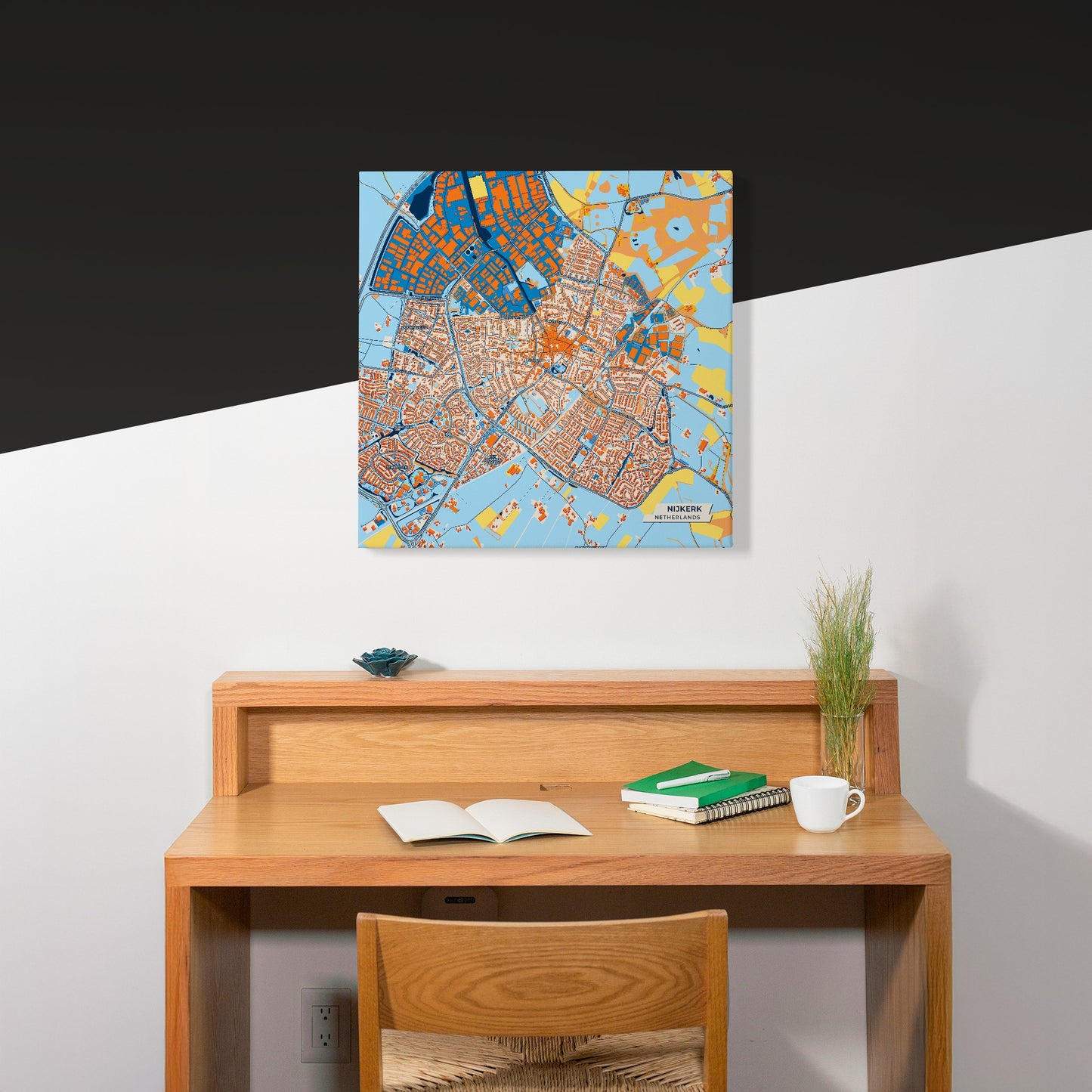 Nijkerk Netherlands Colorful City Map Canvas Print Scene