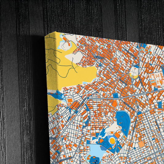 Νικαια Greece Colorful City Map Canvas Print Detail