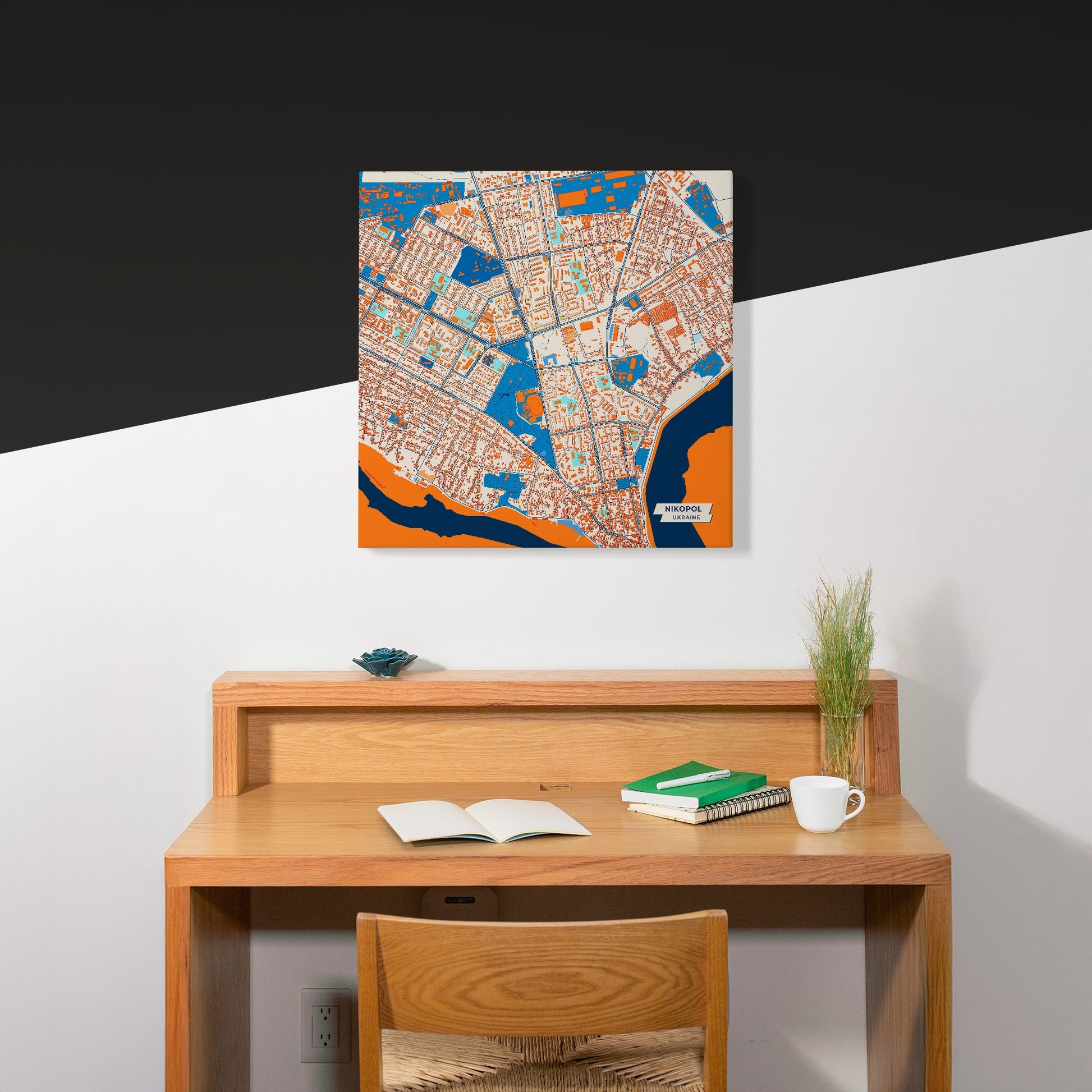 Нікопол Ukraine Colorful City Map Canvas Print Scene