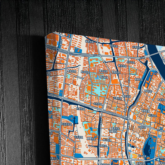 Ningbo China Colorful City Map Canvas Print Detail