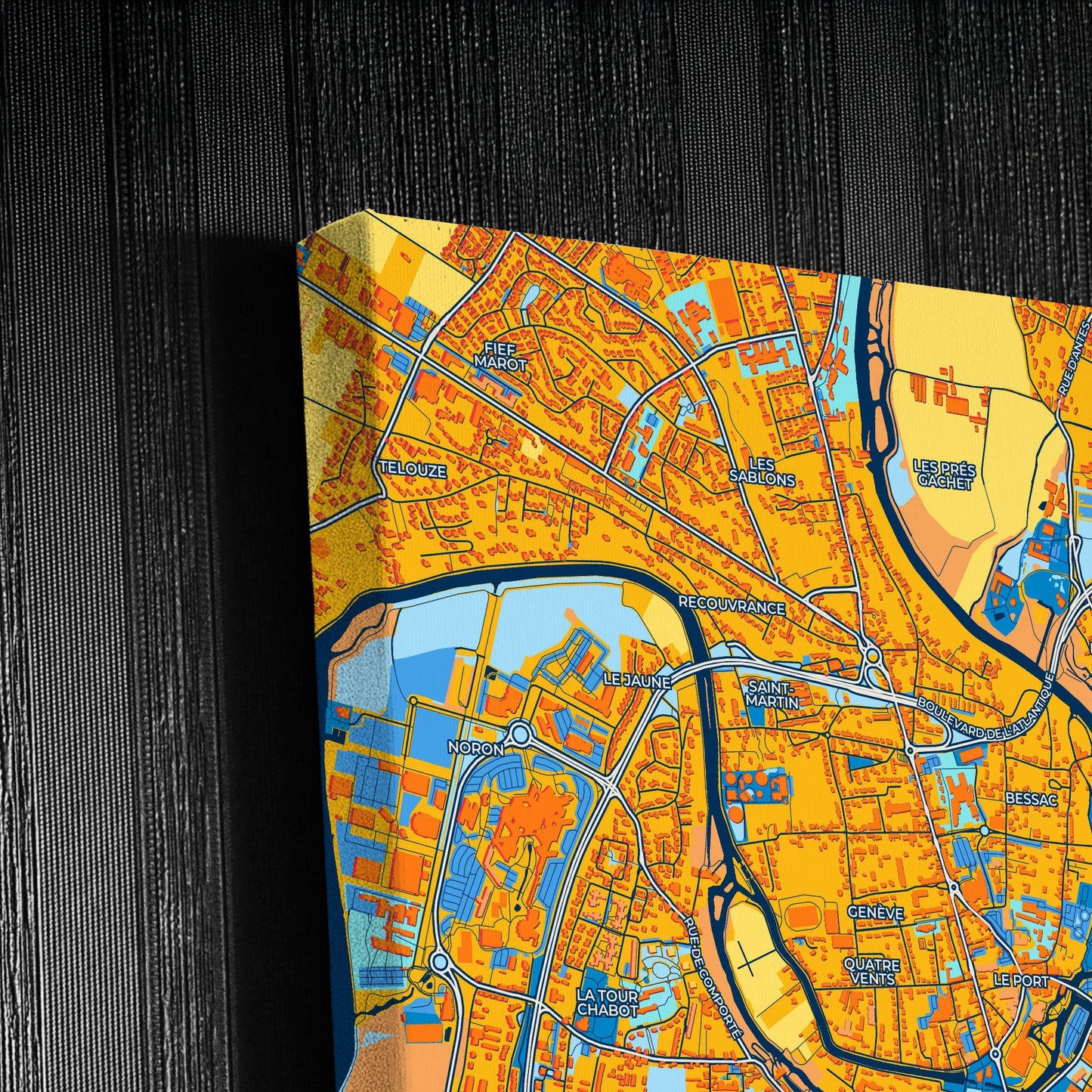 Niort France Colorful City Map Canvas Print Detail