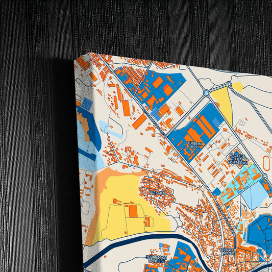 Ниш Serbia Colorful City Map Canvas Print Detail