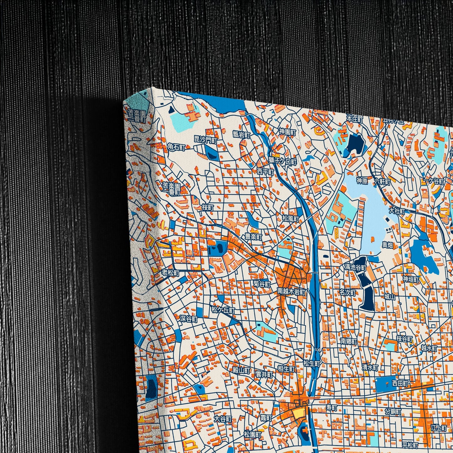 Nishinomiya Japan Colorful City Map Canvas Print Detail