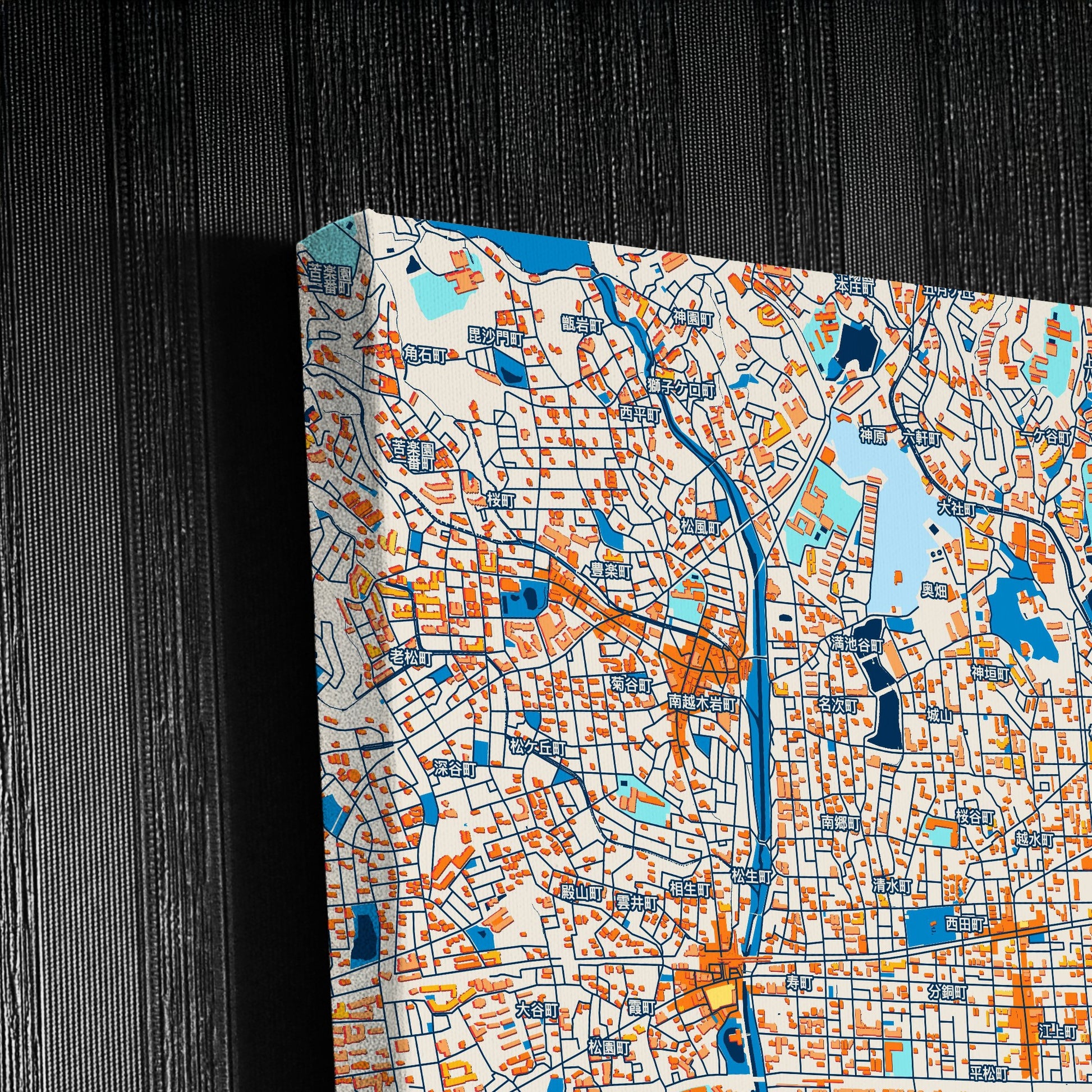 Nishinomiya Japan Colorful City Map Canvas Print Detail