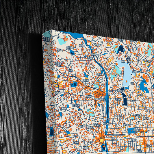 Nishinomiya Japan Colorful City Map Canvas Print Detail