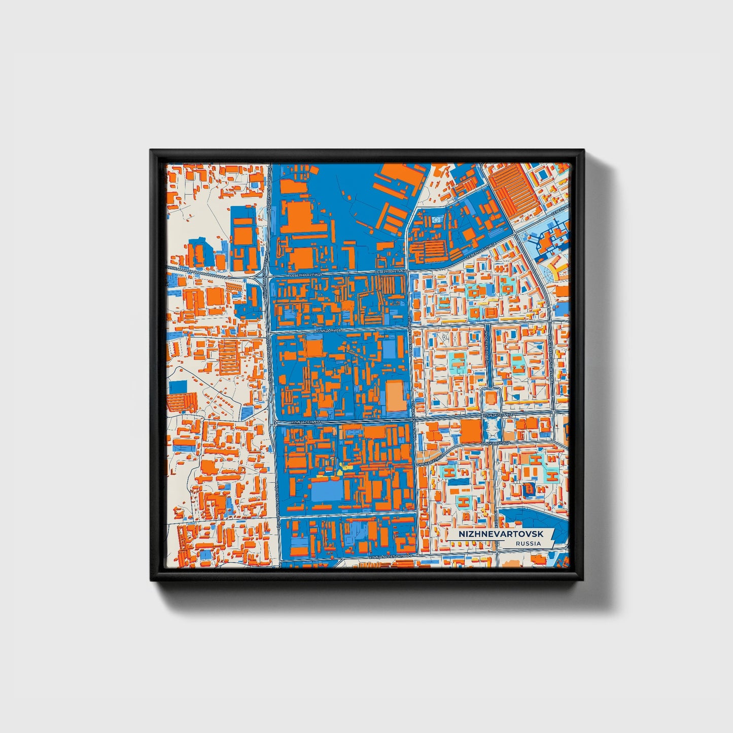 Нижневартовска Russia Colorful City Map Canvas Print • Black Framed