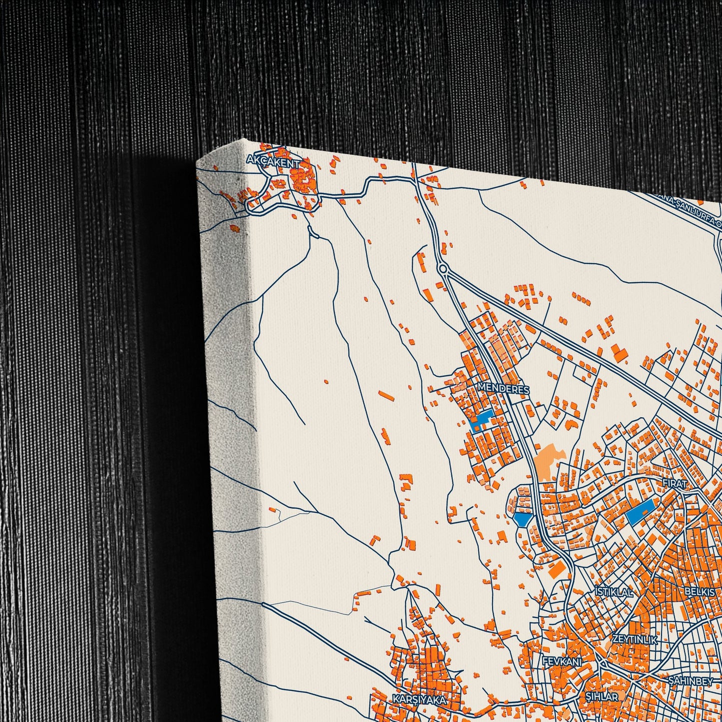 Nizip Turkey Colorful City Map Canvas Print Detail