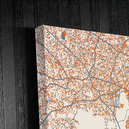 Nnewi Nigeria Colorful City Map Canvas Print Detail