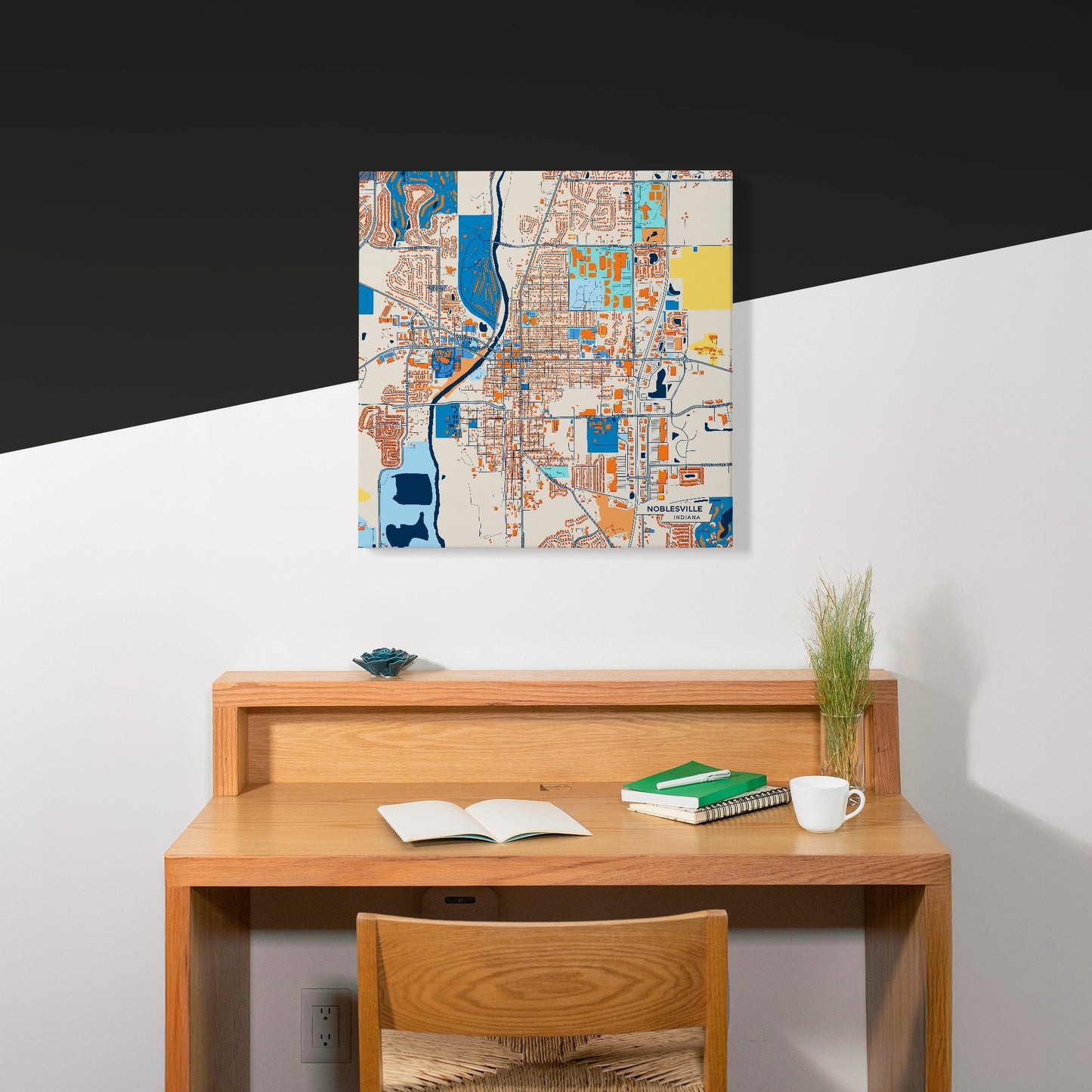 Noblesville Indiana Colorful City Map Canvas Print Scene