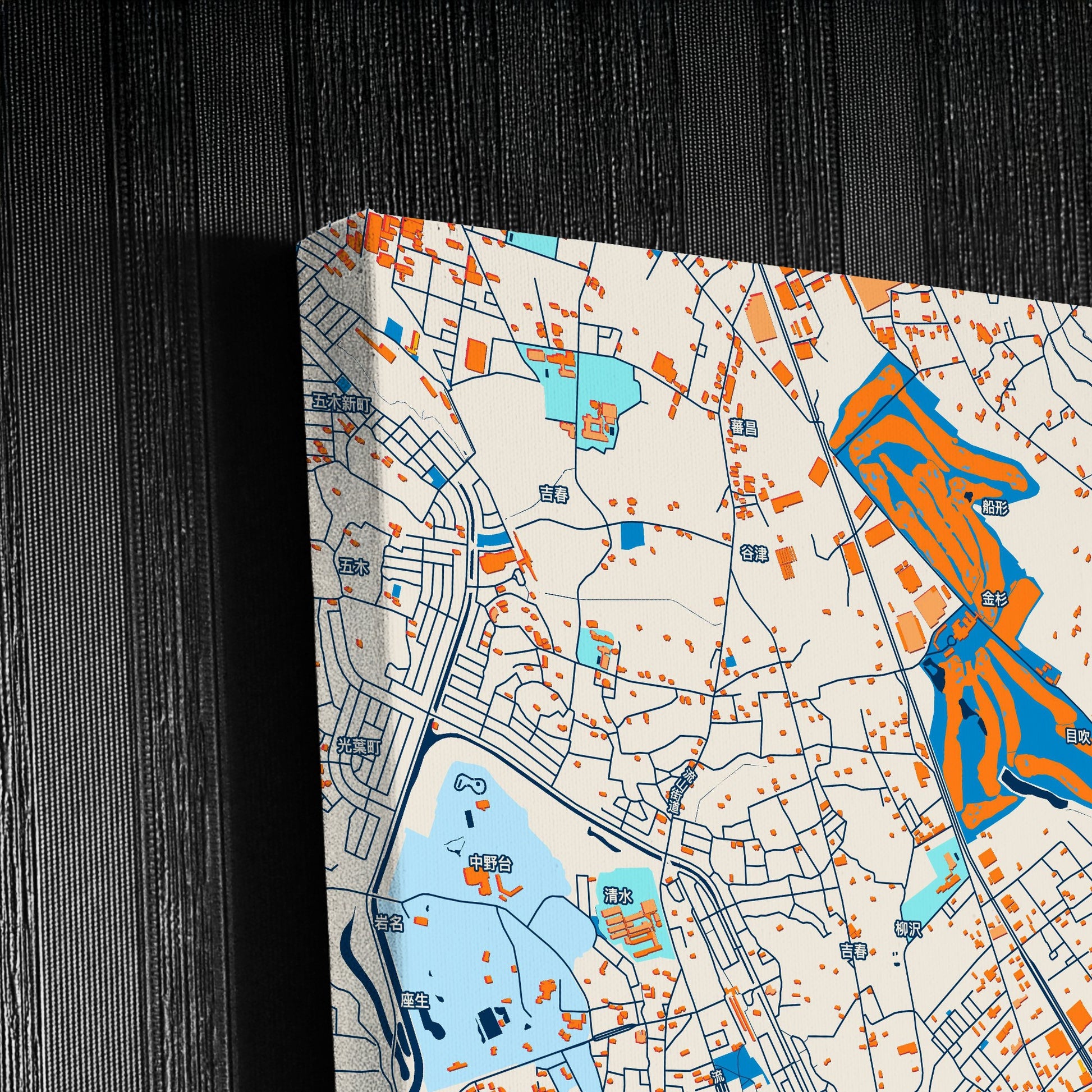 Noda Japan Colorful City Map Canvas Print Detail