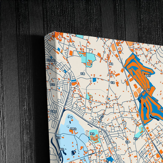 Noda Japan Colorful City Map Canvas Print Detail