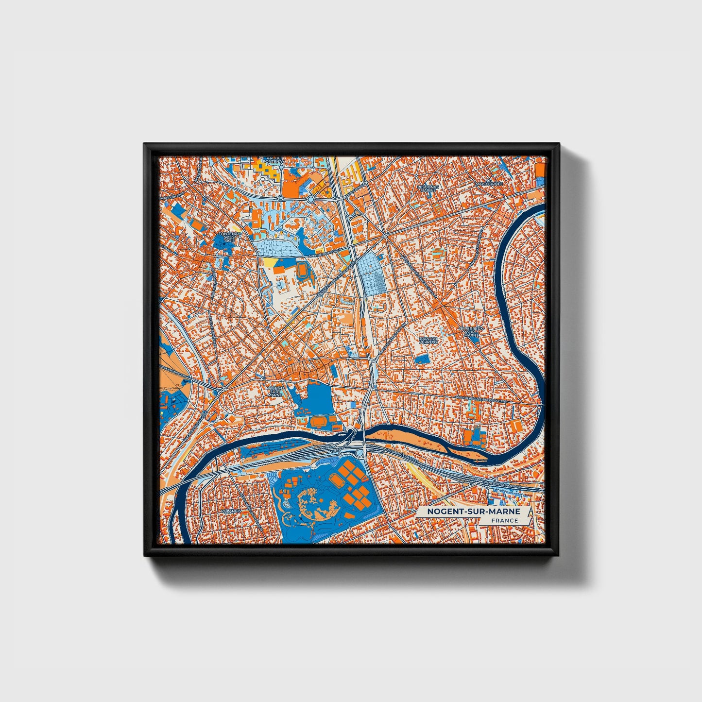 Nogent-Sur-Marne France Colorful City Map Canvas Print • Black Framed