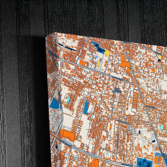 Nonthaburi Thailand Colorful City Map Canvas Print Detail