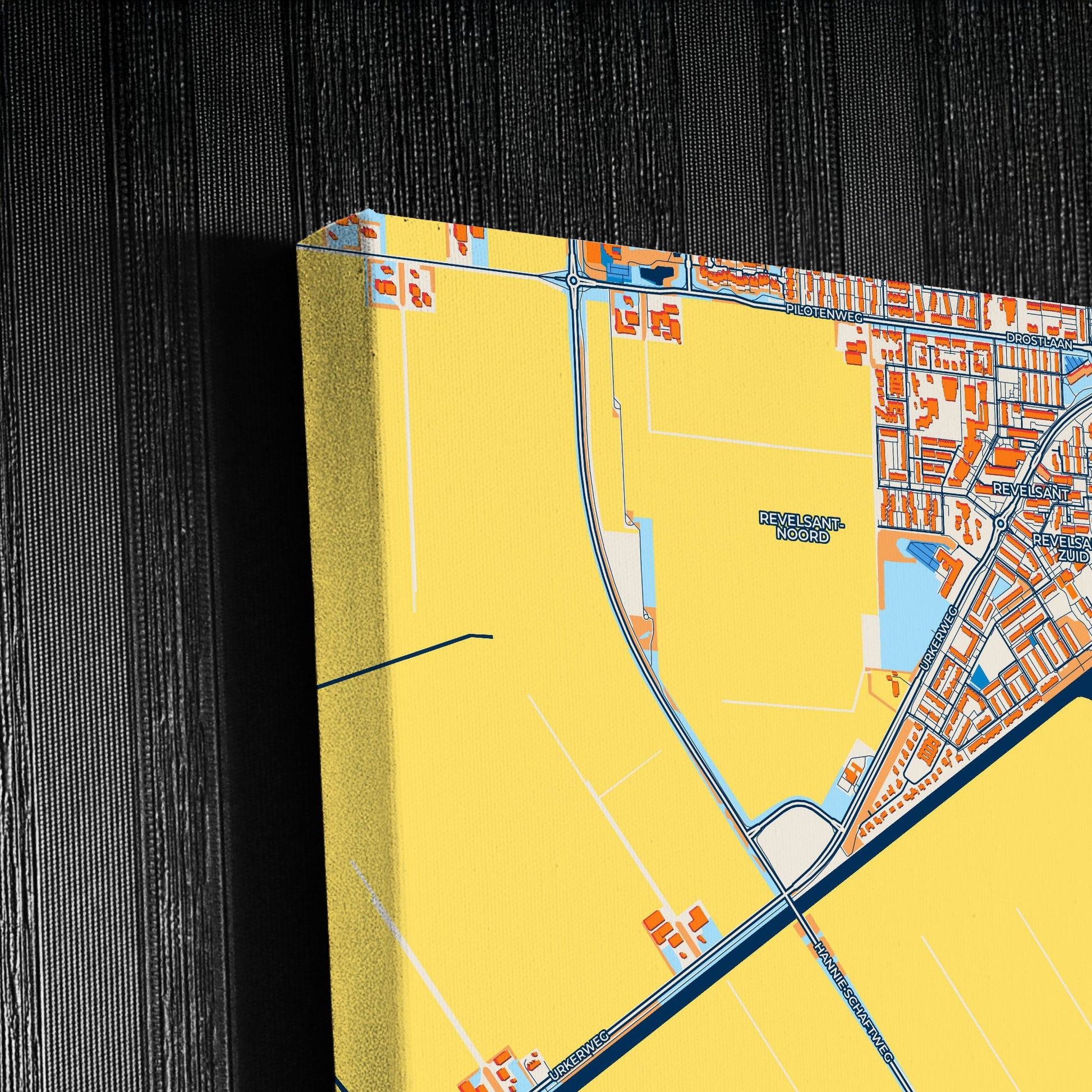 Noordoostpolder Netherlands Colorful City Map Canvas Print Detail