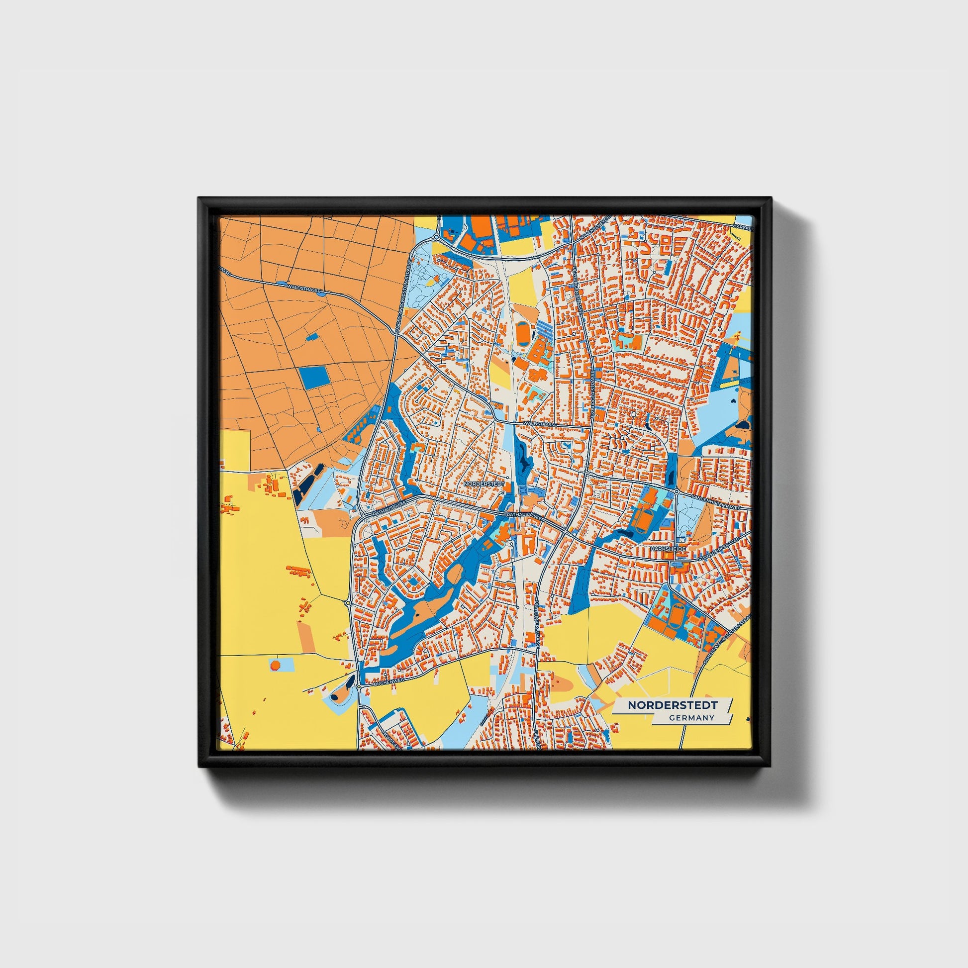 Norderstedt Germany Colorful City Map Canvas Print • Black Framed