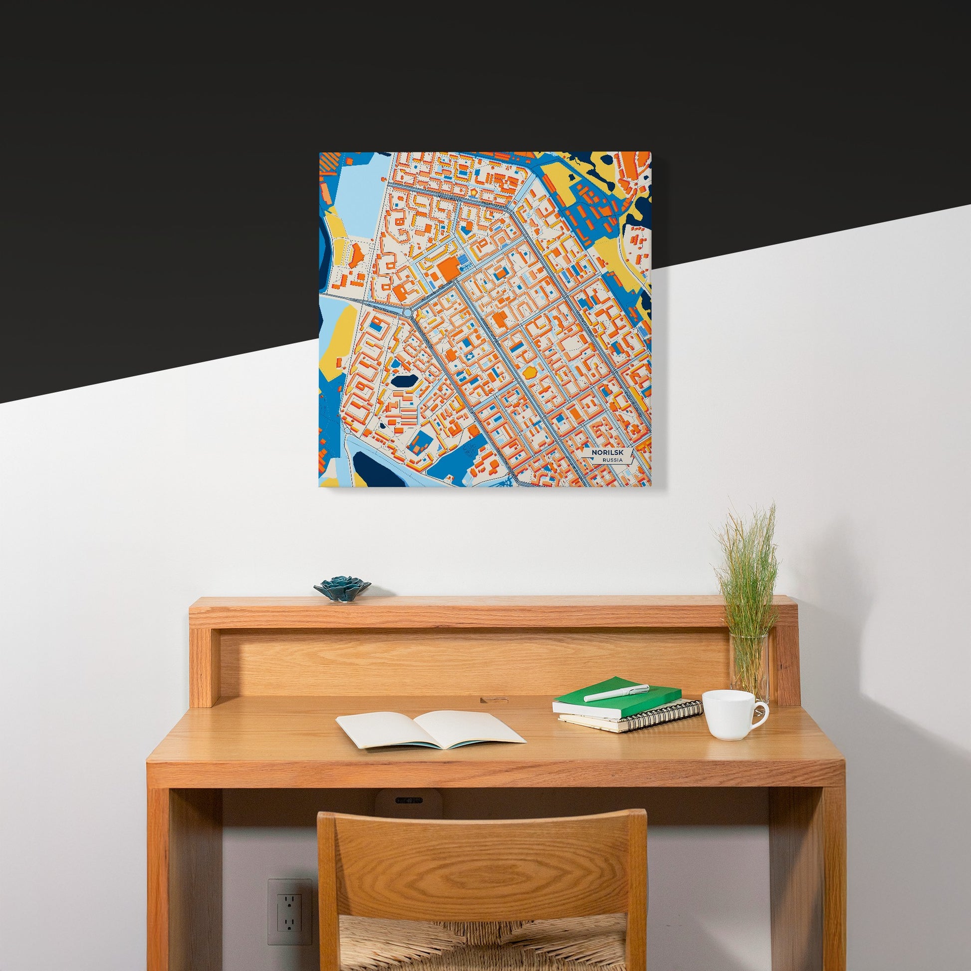 Норильский Russia Colorful City Map Canvas Print Scene