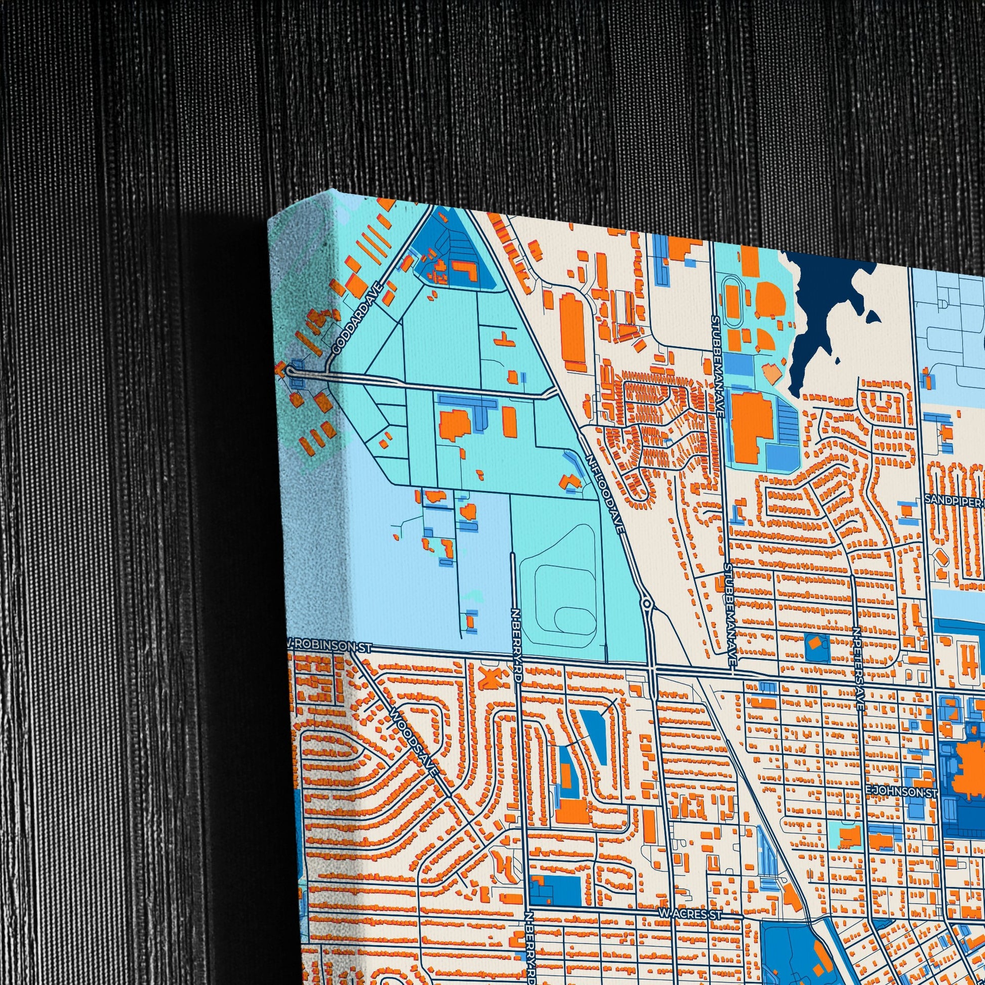 Norman Oklahoma Colorful City Map Canvas Print Detail