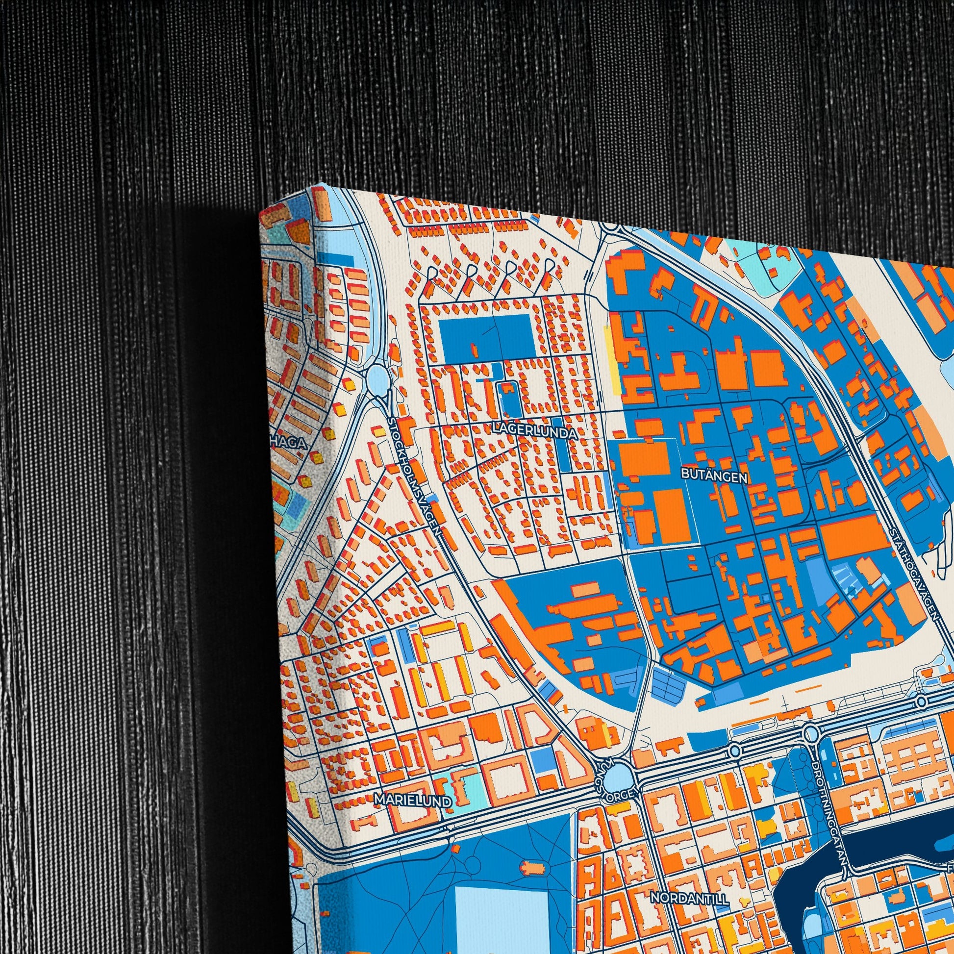 Norrköping Sweden Colorful City Map Canvas Print Detail