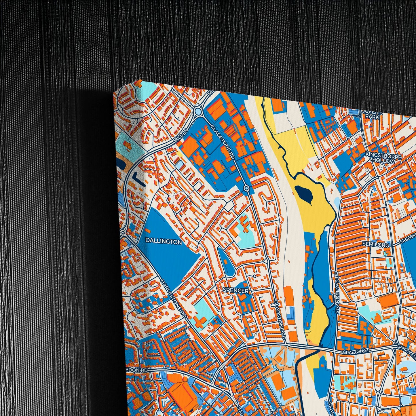 Northampton England Colorful City Map Canvas Print Detail