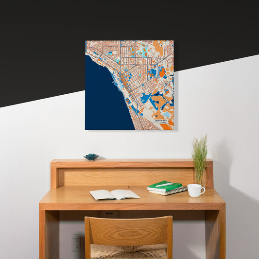 North Bay Canada Colorful City Map Canvas Print Scene