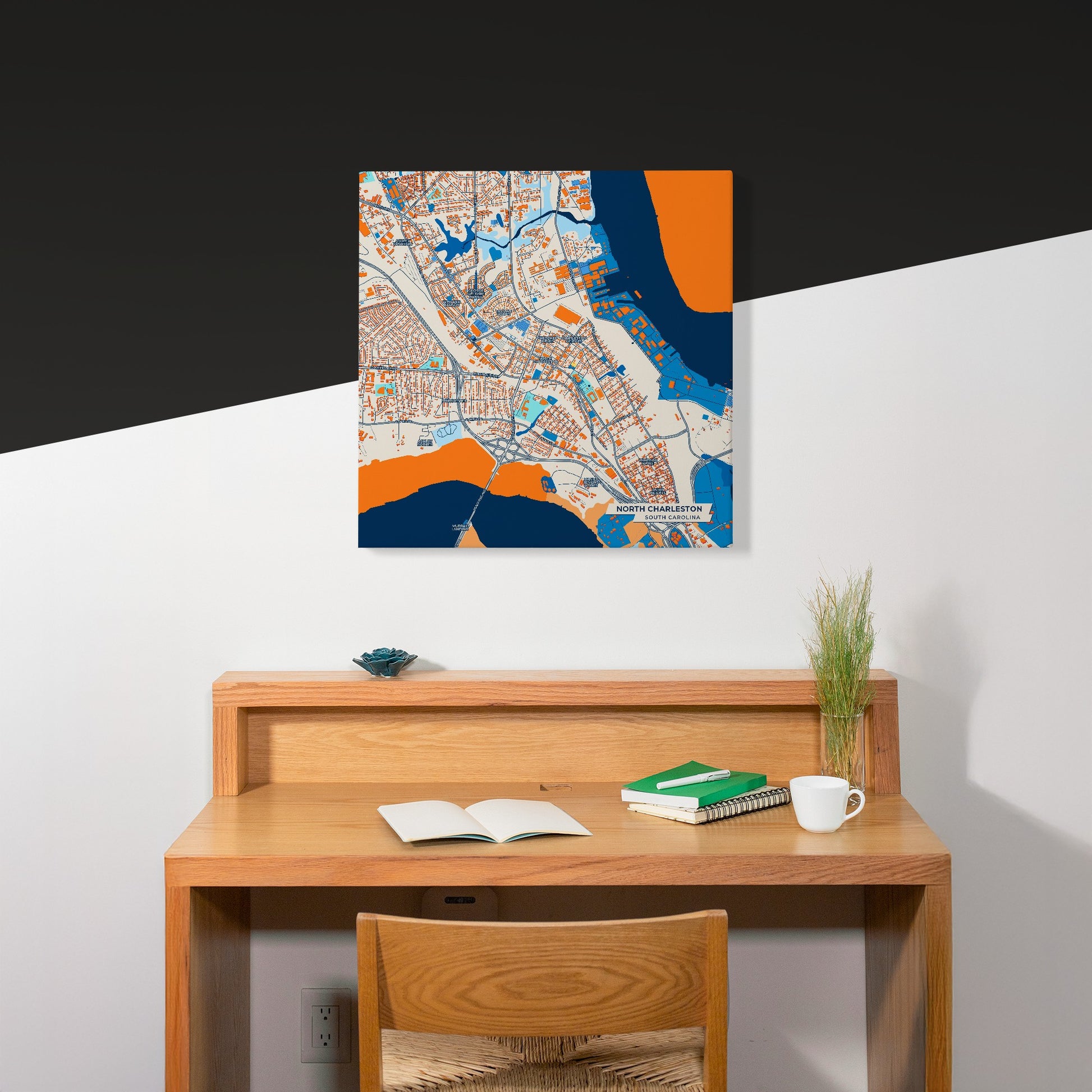 North Charleston South Carolina Colorful City Map Canvas Print Scene