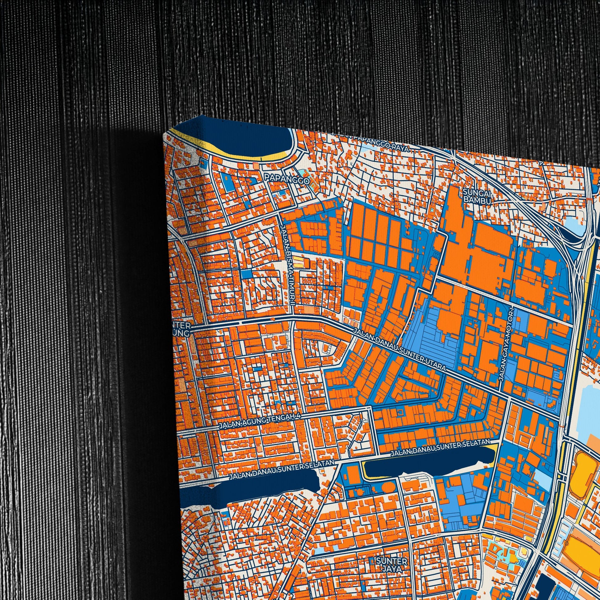 North Jakarta Indonesia Colorful City Map Canvas Print Detail
