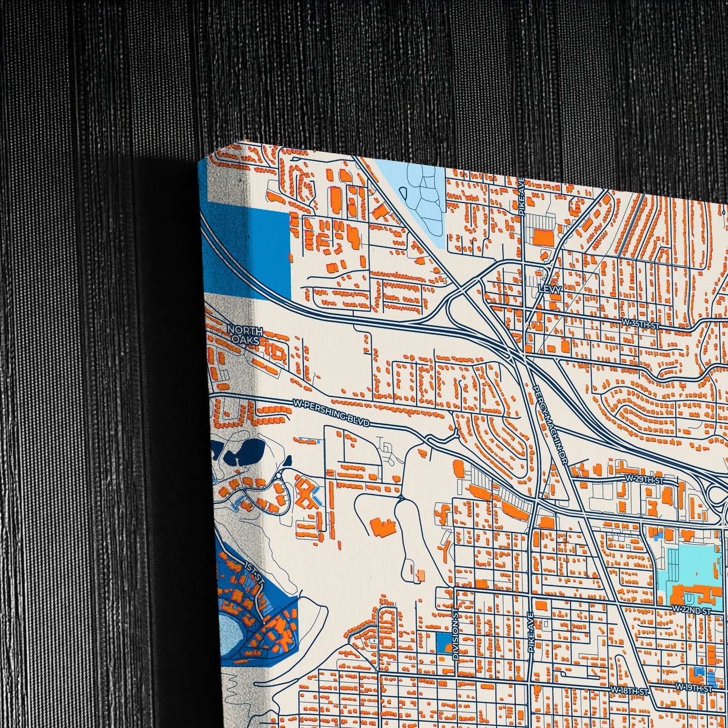 North Little Rock Arkansas Colorful City Map Canvas Print Detail