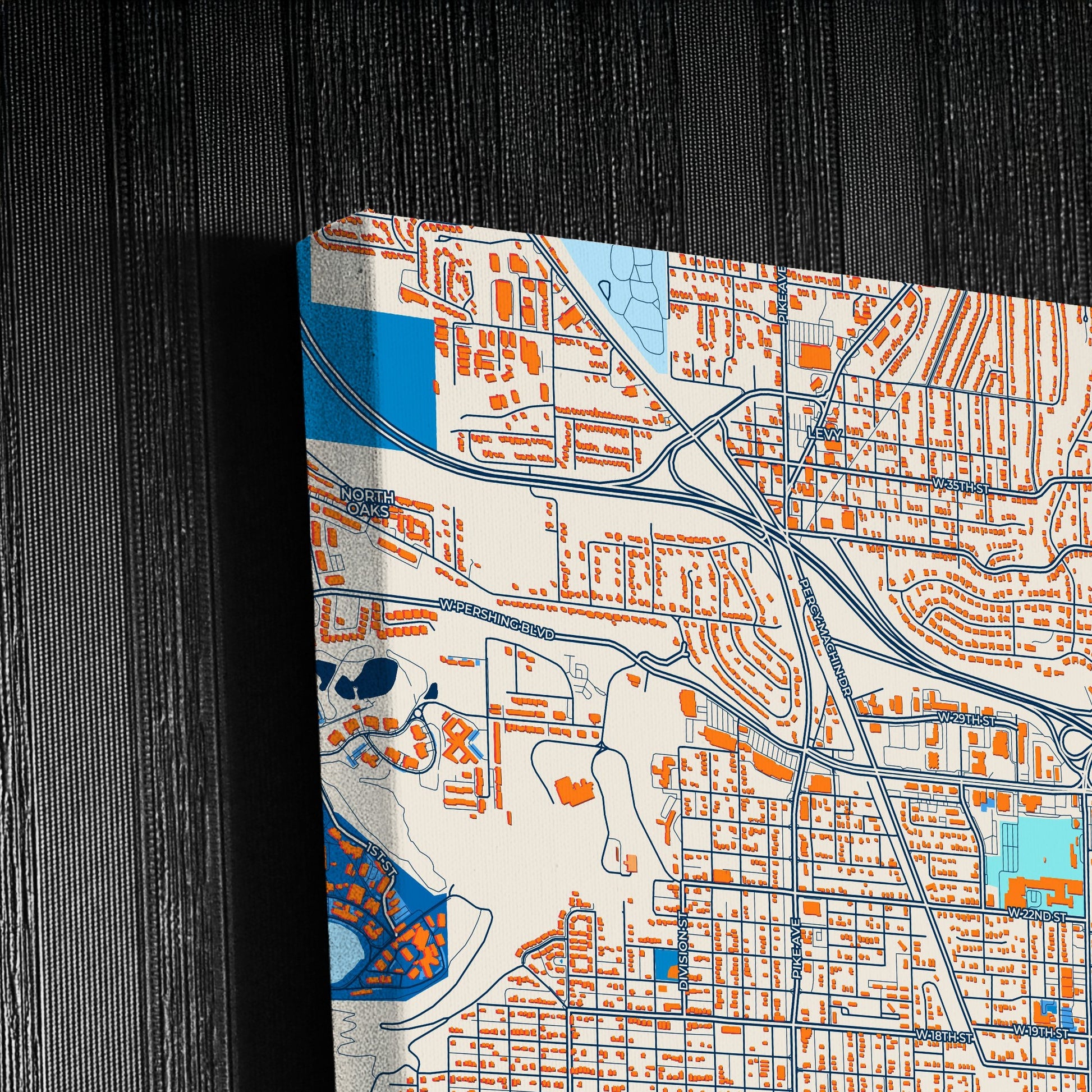 North Little Rock Arkansas Colorful City Map Canvas Print Detail
