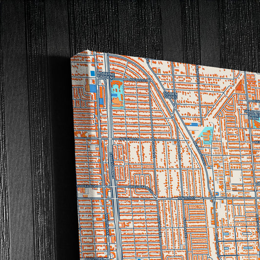 North Miami Florida Colorful City Map Canvas Print Detail