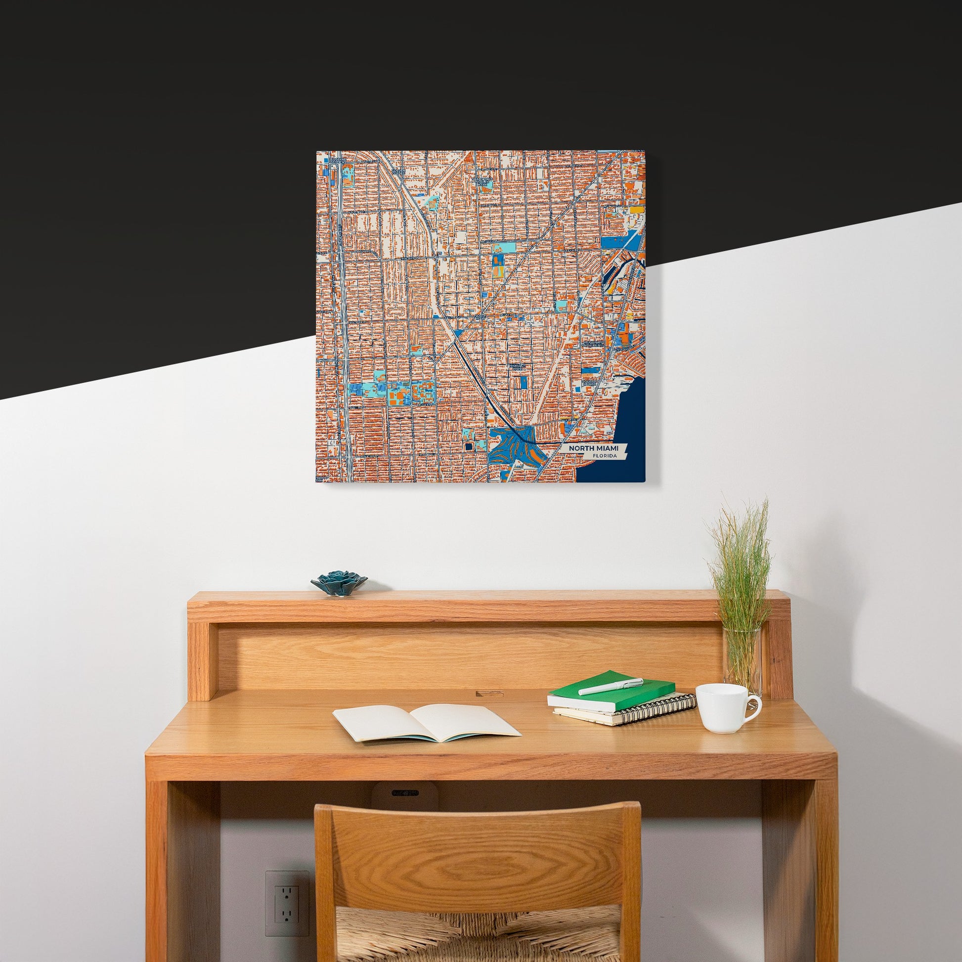 North Miami Florida Colorful City Map Canvas Print Scene