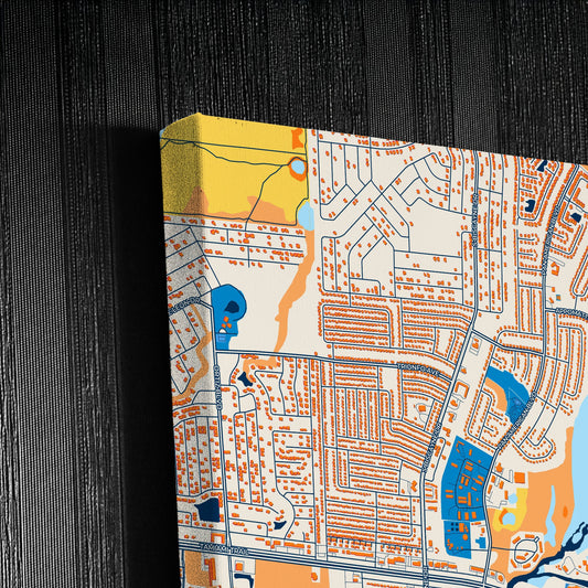 North Port Florida Colorful City Map Canvas Print Detail
