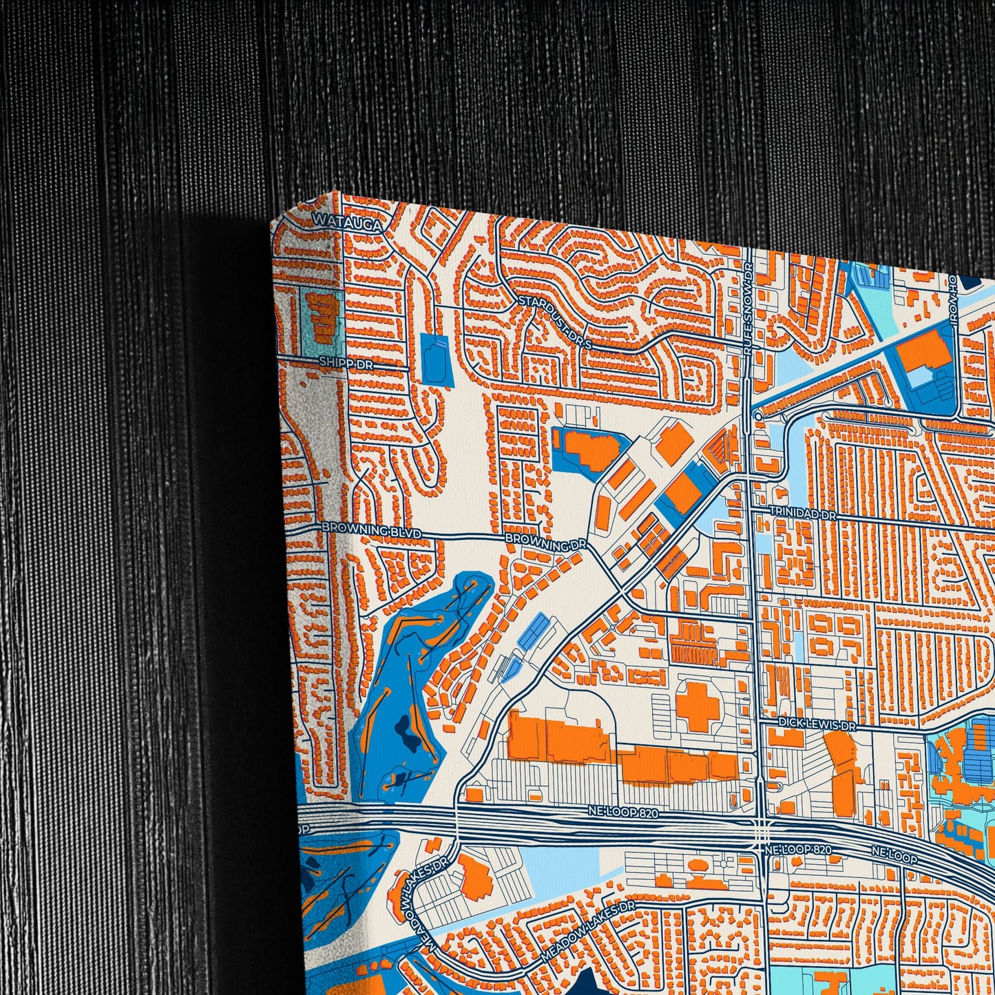 North Richland Hills Texas Colorful City Map Canvas Print Detail