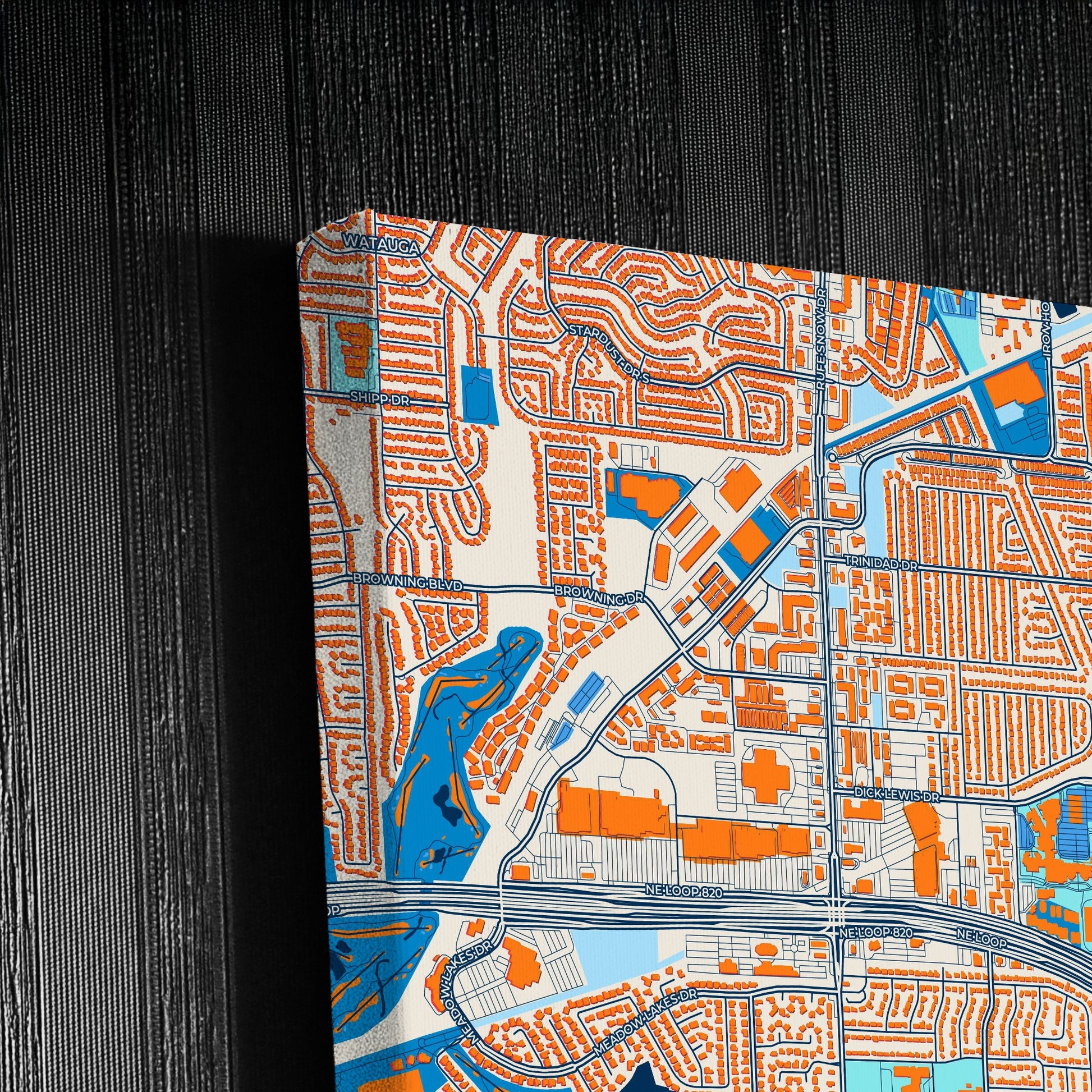 North Richland Hills Texas Colorful City Map Canvas Print Detail