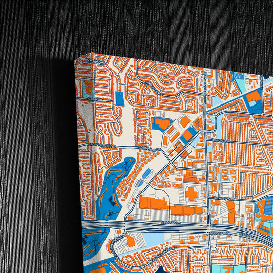 North Richland Hills Texas Colorful City Map Canvas Print Detail