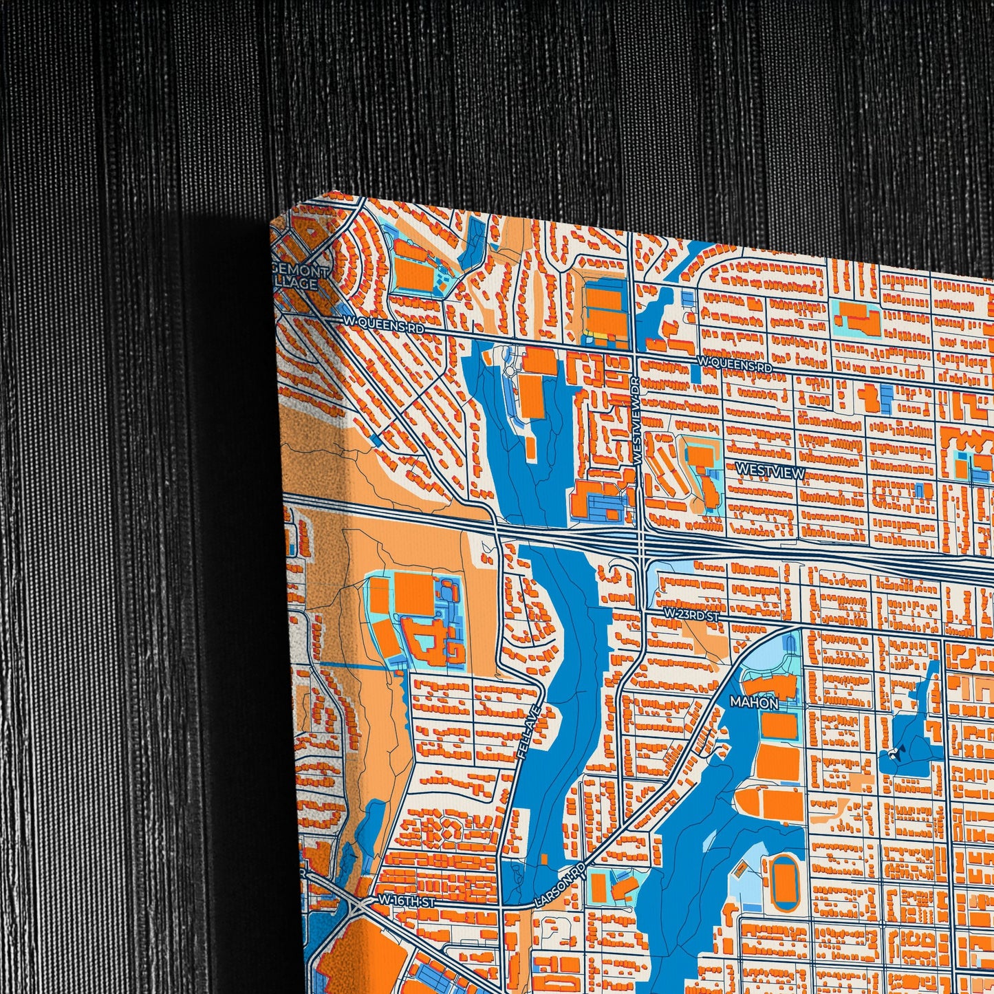 North Vancouver Canada Colorful City Map Canvas Print Detail