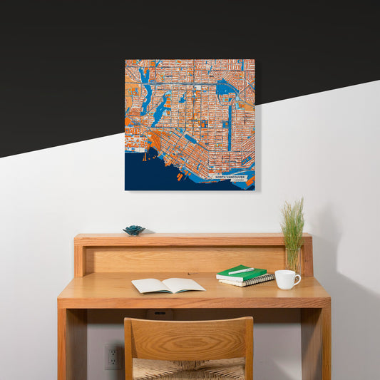 North Vancouver Canada Colorful City Map Canvas Print Scene