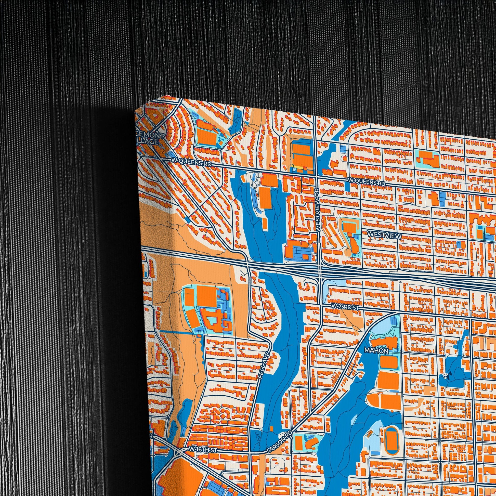 North Vancouver Canada Colorful City Map Canvas Print Detail