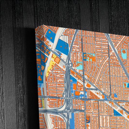Norwalk California Colorful City Map Canvas Print Detail