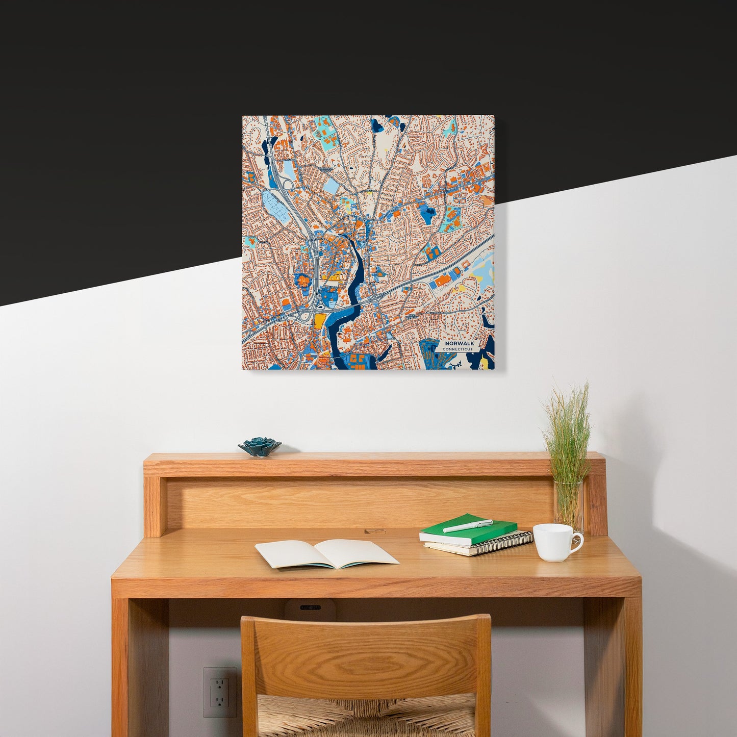 Norwalk Connecticut Colorful City Map Canvas Print Scene
