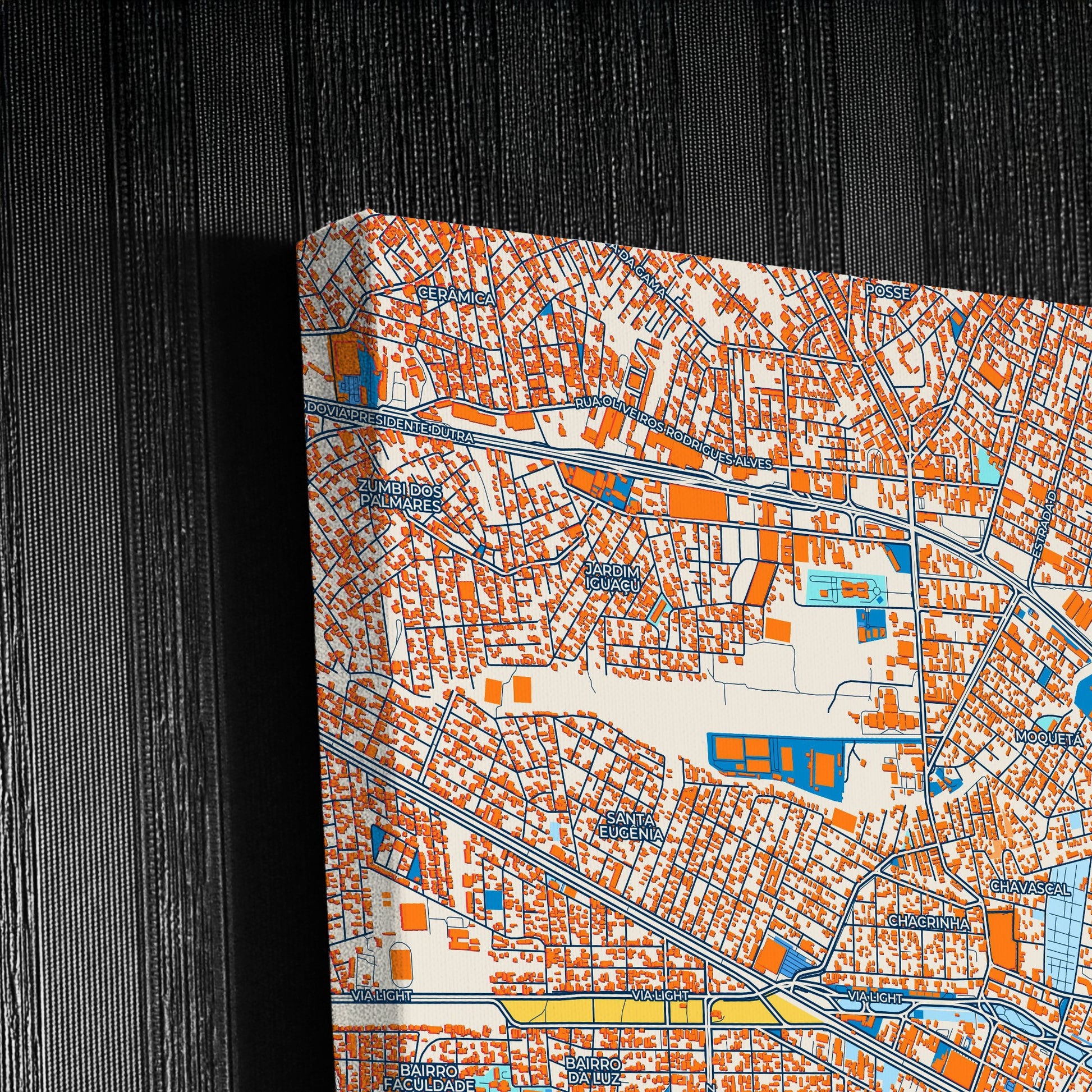 Nova Iguacu Brazil Colorful City Map Canvas Print Detail