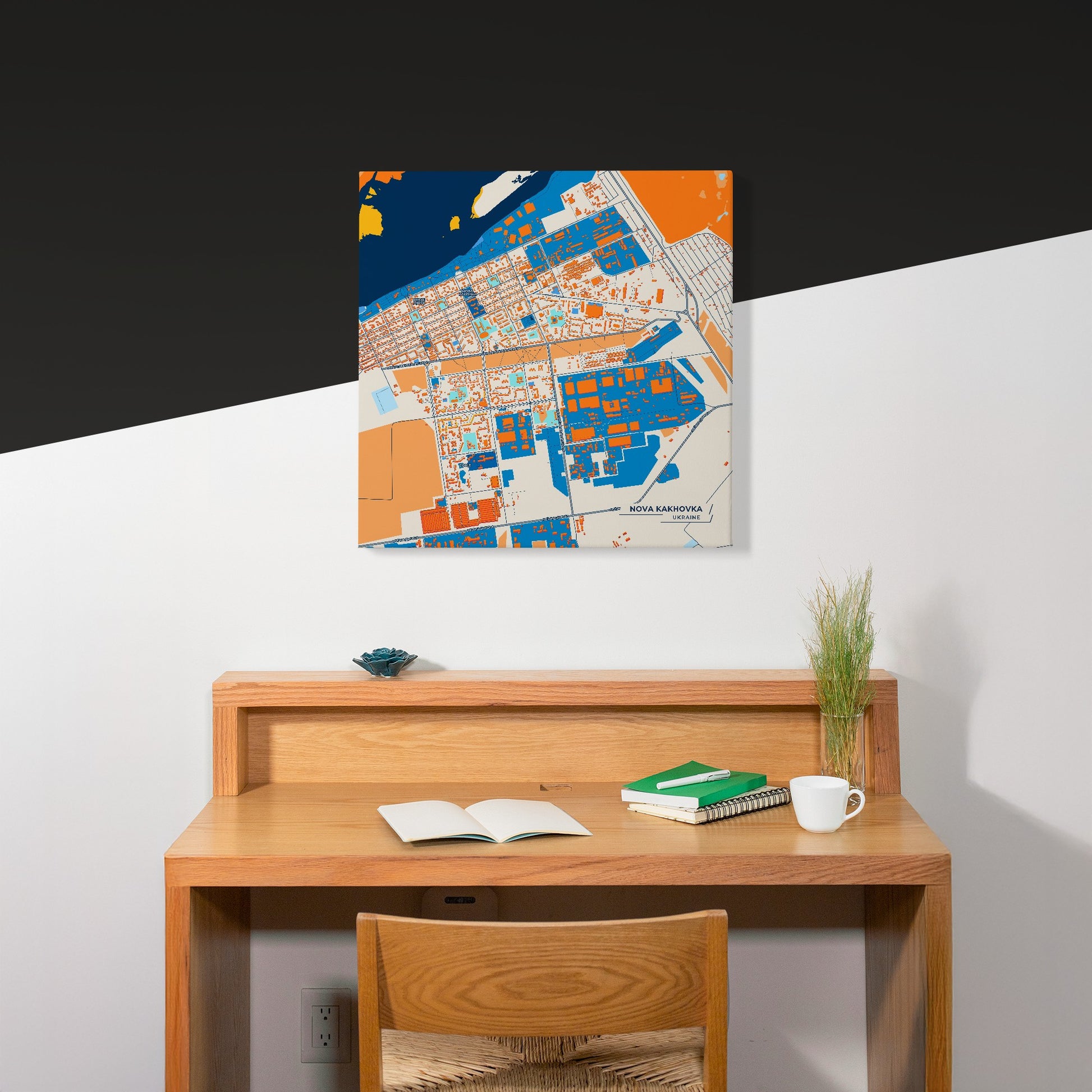 Нова Каховка Ukraine Colorful City Map Canvas Print Scene